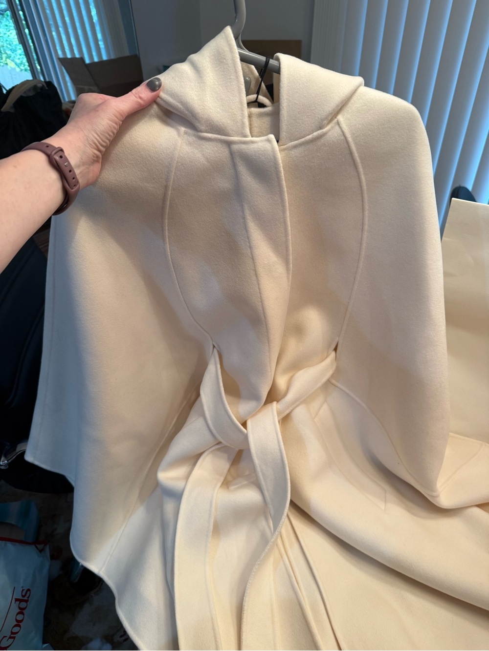 Mackage Cream Hooded Cape Coat - Picture 6 of 9